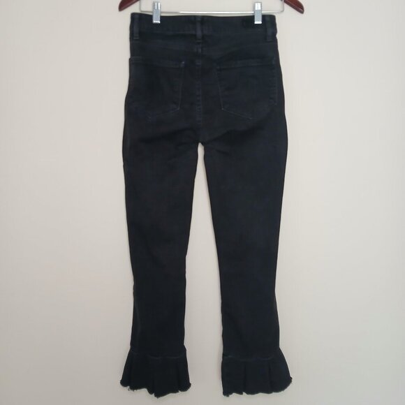 PAIGE Rafaela Pleated Cuff Raw Hem Crop Jeans In Joanie Black Size 27 - Picture 4 of 6